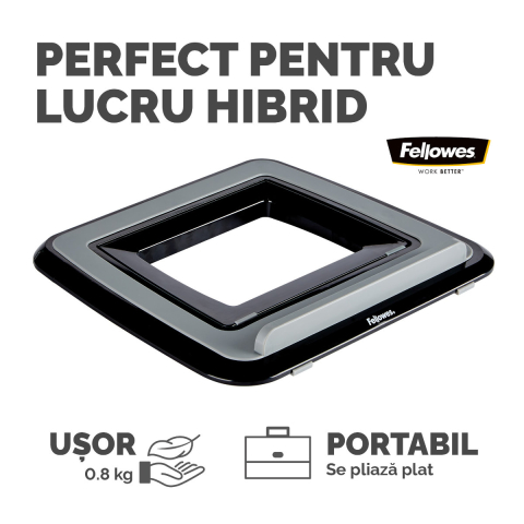 Suport ergonomic pentru laptop, Fellowes I-Spire Quick-Lift, 7 unghiuri reglabile, pliabil, pentru laptop pana la 17 inch (4.5 kg), negru [5]