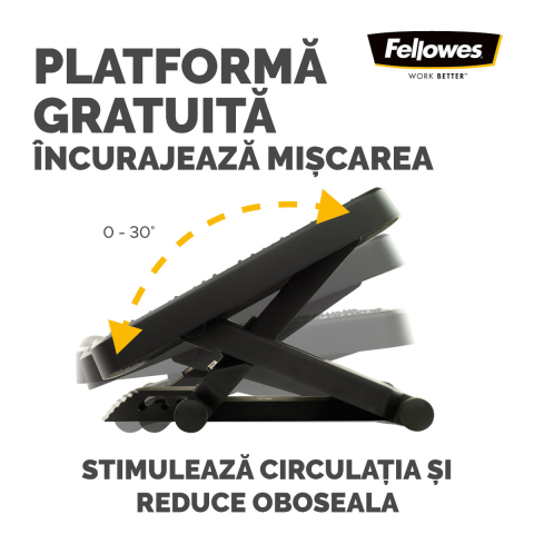 Suport ergonomic pentru picioare, Fellowes Pro Series Ultimate, 3 inaltimi reglabile, inclinare pana la 30 grade, balansare, bile masaj, pentru birou profesional [4]