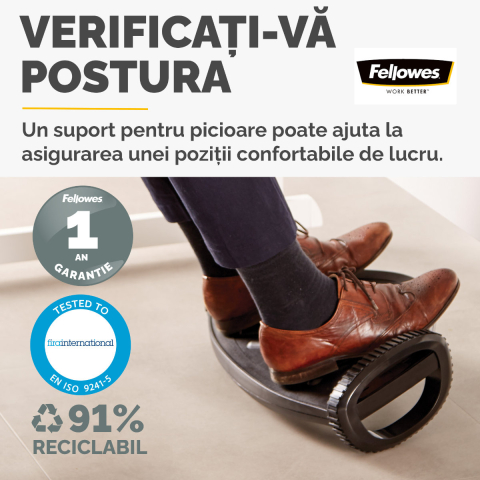 Suport ergonomic pentru picioare, Fellowes Smart Suites, cu balansoar, 2 inaltimi reglabile, bile de masaj, pentru birou si acasa [2]