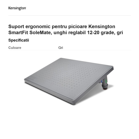 Suport ergonomic pentru picioare Kensington SmartFit SoleMate, unghi reglabil 12-20 grade, gri [2]