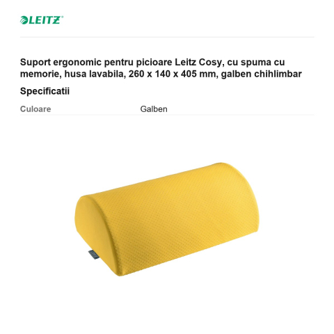 Suport ergonomic pentru picioare Leitz Cosy, cu spuma cu memorie, husa lavabila, 260 x 140 x 405 mm, galben chihlimbar [2]