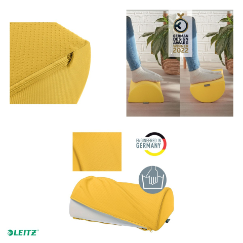 Suport ergonomic pentru picioare Leitz Cosy, cu spuma cu memorie, husa lavabila, 260 x 140 x 405 mm, galben chihlimbar [3]