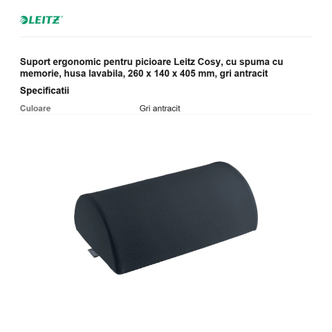 Suport ergonomic pentru picioare Leitz Cosy, cu spuma cu memorie, husa lavabila, 260 x 140 x 405 mm, gri antracit [2]