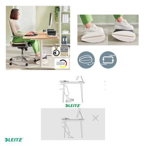Suport ergonomic pentru picioare Leitz Ergo, reglabil, cu balansare, 2 inaltimi, 508 x 135 x 300 mm, alb cu gri [3]
