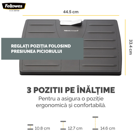 Suport ergonomic pentru picioare reglabil, Fellowes Office Suites, cu tehnologie Microban, 3 inaltimi, balansare libera, pentru birou si acasa [1]