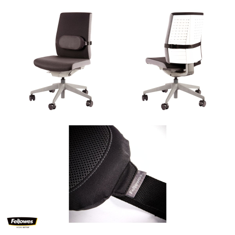 Suport ergonomic pentru spate Fellowes I-Spire, cu perna din spuma si plasa, curea reglabila, negru [3]
