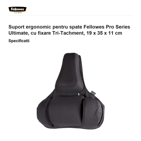 Suport ergonomic pentru spate Fellowes Pro Series Ultimate, cu fixare Tri-Tachment, 19 x 35 x 11 cm [2]