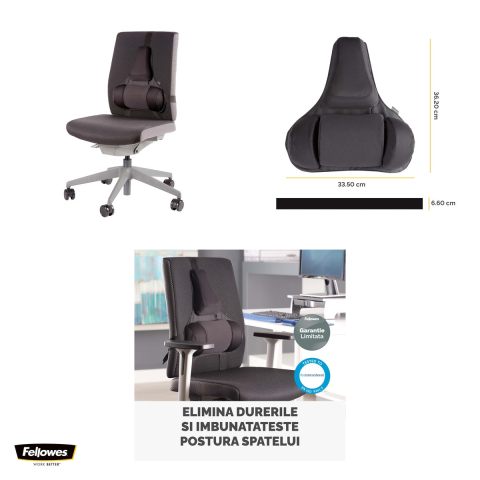 Suport ergonomic pentru spate Fellowes Pro Series Ultimate, cu fixare Tri-Tachment, 19 x 35 x 11 cm [3]