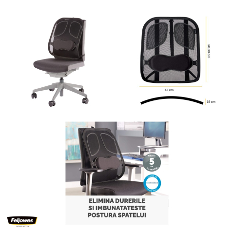 Suport ergonomic pentru spate Fellowes Professional Mesh, din plasa, 19.53 x 30.32 x 36.99 cm [3]