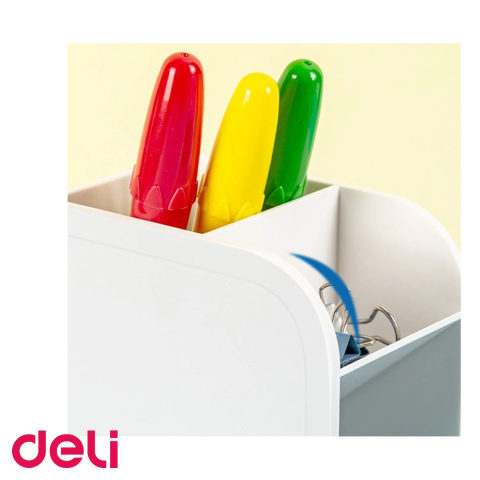 Suport instrumente de scris Deli, 4 compartimente, alb, pozitionare verticala sau orizontala, pentru birou [4]