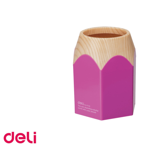 Suport instrumente de scris Deli, design creion, culori roz si albastru, pentru birou si scoala [4]