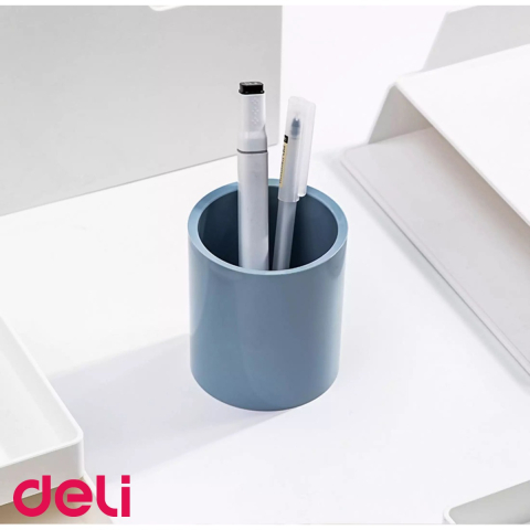 Suport instrumente de scris Deli Nusign, organizator birou din plastic ABS, culoare gri, design compact si modern [3]