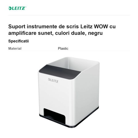 Suport instrumente de scris Leitz WOW cu amplificare sunet, culori duale, negru [2]