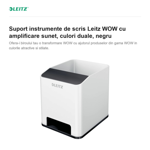 Suport instrumente de scris Leitz WOW cu amplificare sunet, culori duale, negru [1]