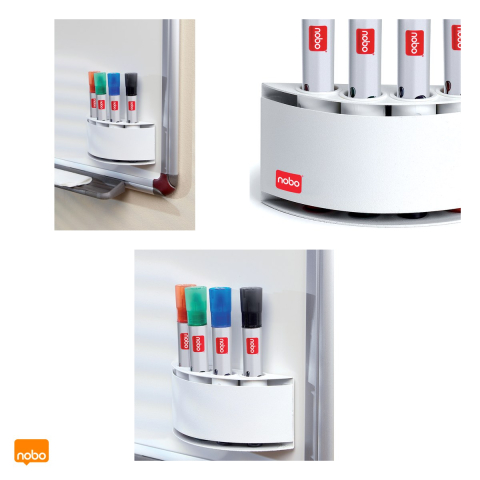 Suport magnetic Nobo, pentru 4 markere whiteboard, din plastic, rotunjit, 63x45x135 mm [3]