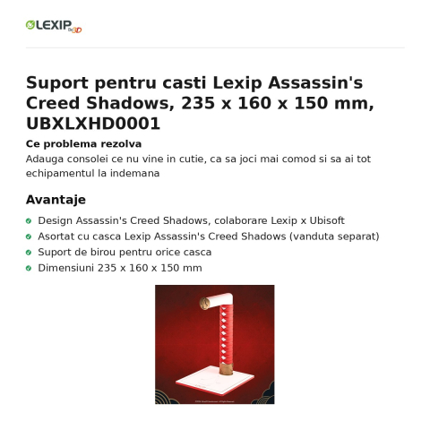 Suport pentru casti Lexip Assassin's Creed Shadows, 235 x 160 x 150 mm, UBXLXHD0001 [1]