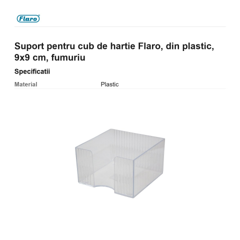Suport pentru cub de hartie Flaro, din plastic, 9x9 cm, fumuriu [2]