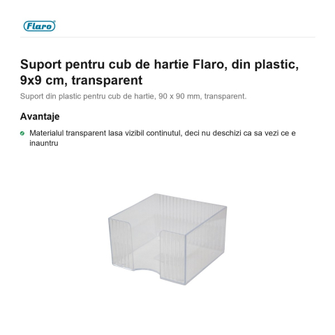 Suport pentru cub de hartie Flaro, din plastic, 9x9 cm, transparent [1]