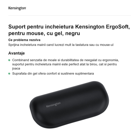 Suport pentru incheietura Kensington ErgoSoft, pentru mouse, cu gel, negru [1]