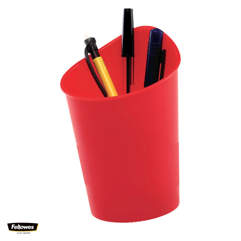 Suporturi articole birou - Suport pentru instrumente de scris Fellowes G2DESK, din plastic, inaltime 134 mm, diametru 96 mm, rosu