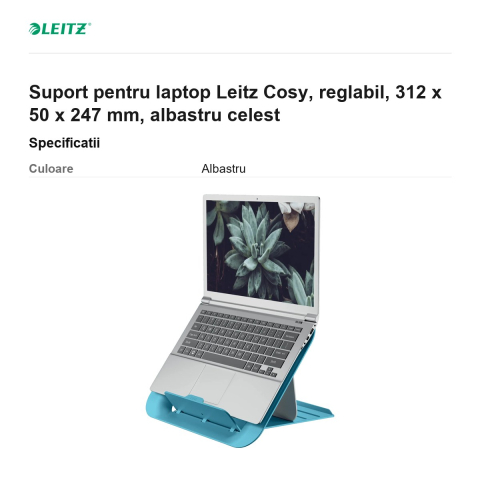Suport pentru laptop Leitz Cosy, reglabil, 312 x 50 x 247 mm, albastru celest [2]