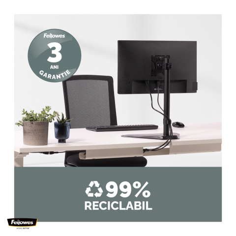 Suport pentru monitor Fellowes Professional, 1 brat, baza fixa, pentru monitoare de maxim 32 inch si 8 kg, VESA, 46.5 x 39 x 28 cm [4]
