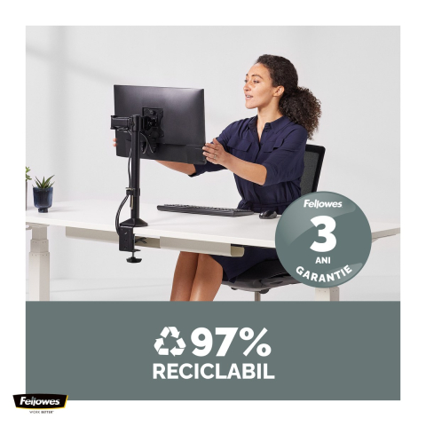Suport pentru monitor Fellowes Reflex, 1 brat, pentru monitoare de maxim 32 inch si 8 kg, VESA, 55x12x49 cm [4]