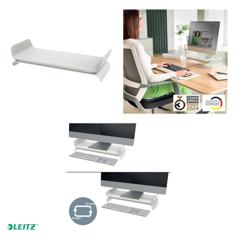 Suport pentru monitor Leitz Ergo, 2 inaltimi, pentru ecrane de maxim 27 inch, 209 x 112 x 438 mm, gri pastel [3]