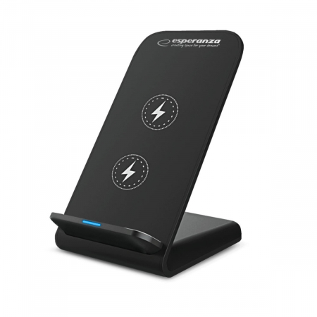 Suport birou - Suport smartphone cu incarcare wireless, Esperanza 95871, 15W, USB-C, indicator LED, negru