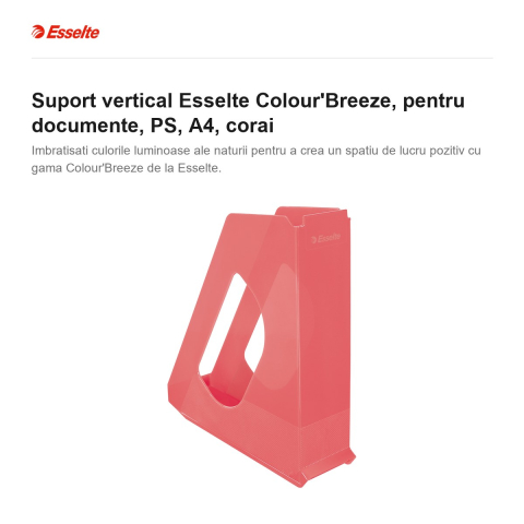 Suport vertical Esselte Colour'Breeze, pentru documente, PS, A4, corai [1]