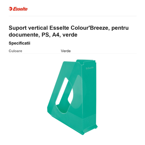Suport vertical Esselte Colour'Breeze, pentru documente, PS, A4, verde [2]