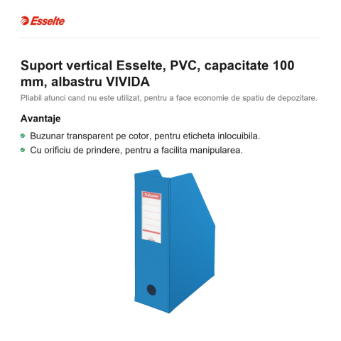 Suport vertical Esselte, PVC, capacitate 100 mm, albastru VIVIDA [1]