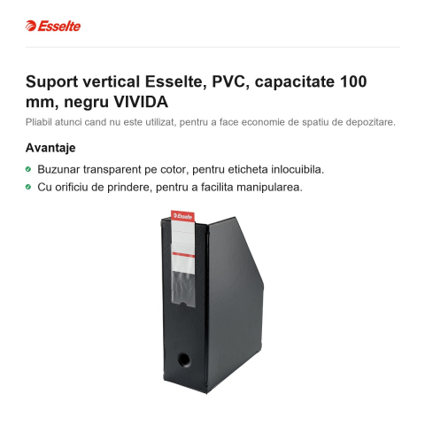 Suport vertical Esselte, PVC, capacitate 100 mm, negru VIVIDA [1]