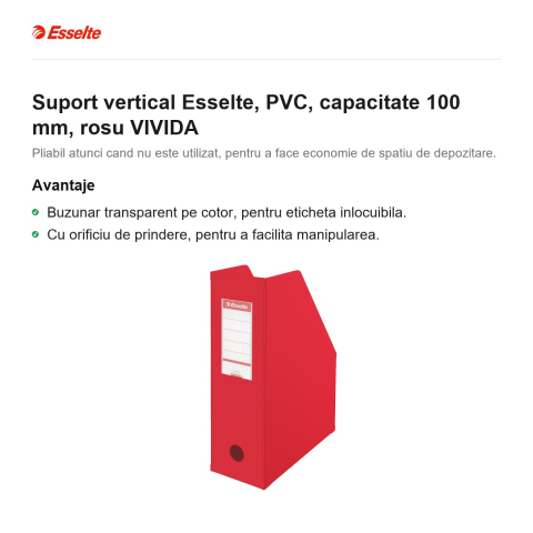 Suport vertical Esselte, PVC, capacitate 100 mm, rosu VIVIDA [1]