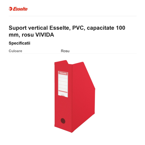 Suport vertical Esselte, PVC, capacitate 100 mm, rosu VIVIDA [2]