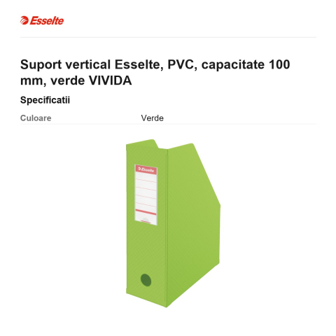 Suport vertical Esselte, PVC, capacitate 100 mm, verde VIVIDA [2]