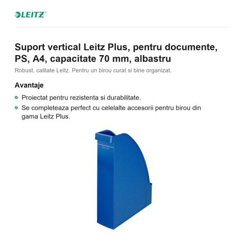 Suport vertical Leitz Plus, pentru documente, PS, A4, capacitate 70 mm, albastru [1]
