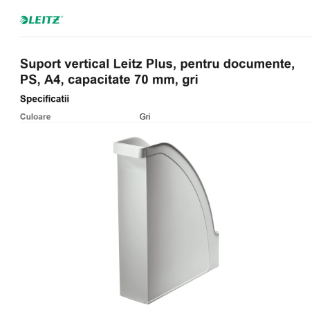 Suport vertical Leitz Plus, pentru documente, PS, A4, capacitate 70 mm, gri [2]