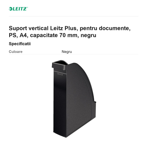 Suport vertical Leitz Plus, pentru documente, PS, A4, capacitate 70 mm, negru [2]