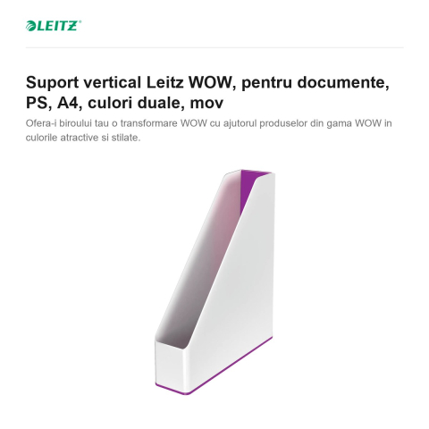 Suport vertical Leitz WOW, pentru documente, PS, A4, culori duale, mov [1]
