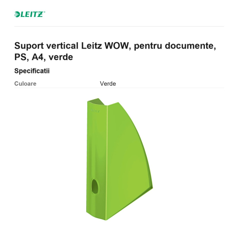 Suport vertical Leitz WOW, pentru documente, PS, A4, verde [2]