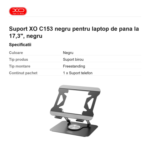 Suport XO C153 negru pentru laptop de pana la 17,3", negru [2]