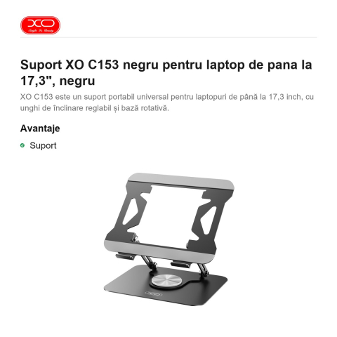 Suport XO C153 negru pentru laptop de pana la 17,3", negru [1]