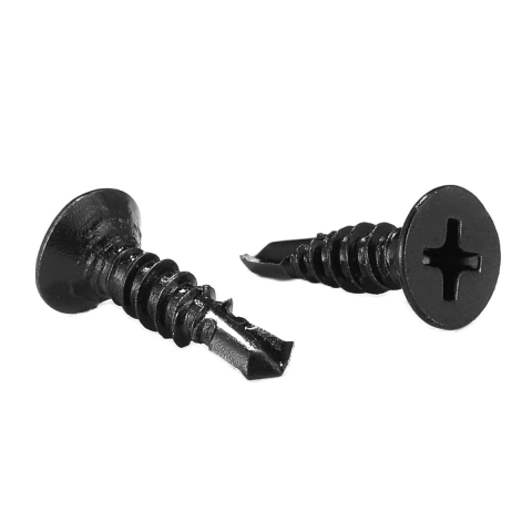 Suruburi pentru Gips-Carton - Surub autoperforant pentru rigips, 3.5x25 mm, varf forant, cap inecat, otel fosfatat, negru