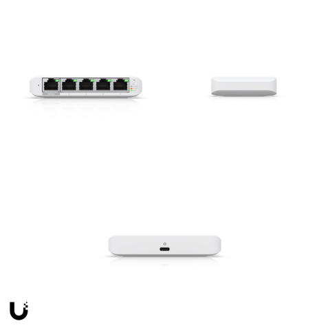 Switch administrabil compact Ubiquiti UniFi Switch Flex Mini, 5 porturi Gigabit, alimentare PoE sau USB-C, adaptor inclus, bucata, USW-FLEX-MINI [3]