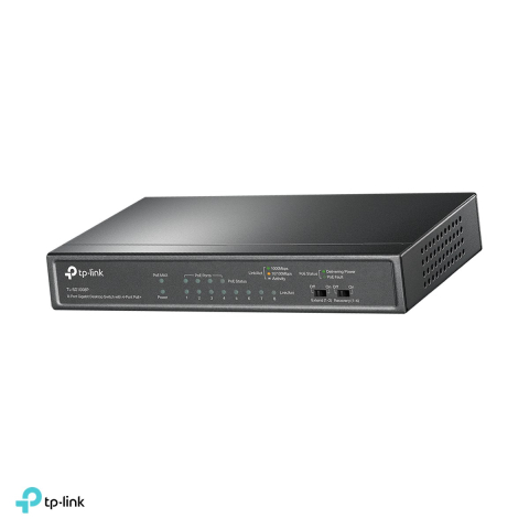 Periferice IT - Switch desktop TP-Link TL-SG1008P, 8 porturi Gigabit, 4 porturi PoE+, buget PoE 64 W, Extend Mode 250 m, QoS, fara ventilator, TL-SG1008P