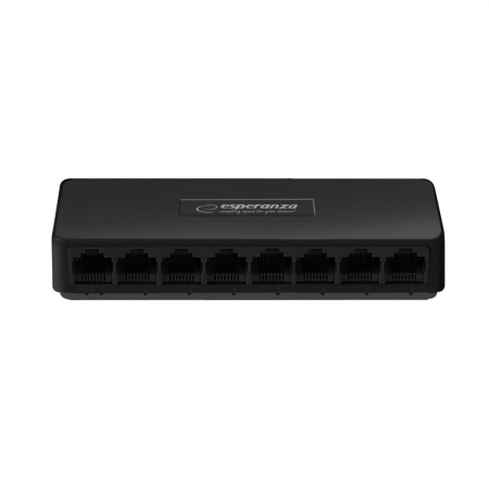 Switch Ethernet cu 8 porturi RJ-45 10/100 Mbps, 5V, cu incarcator, negru [1]