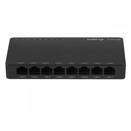 Switch Gigabit Lanberg 42417, cu 8 porturi Gigabit Ethernet RJ-45 10/100/1000 Mbps, 12V, racire pasiva, negru [2]