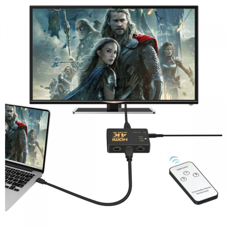 Hub HDMI 4K cu 3 intrari si 1 iesire, suporta 1080p, telecomanda inclusa [7]