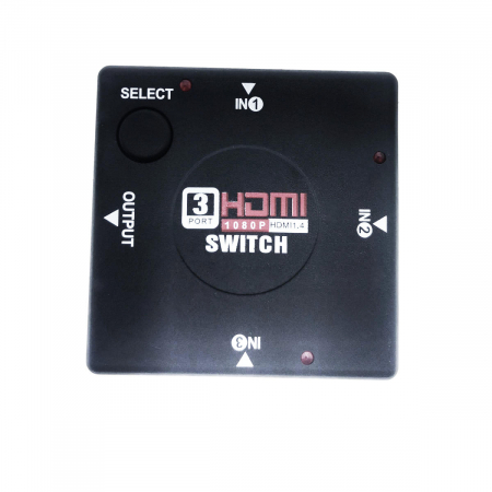 Switch video cu 3 intrari HDMI si o iesire HDMI, Full HD 1080p, cu comutator, negru [1]